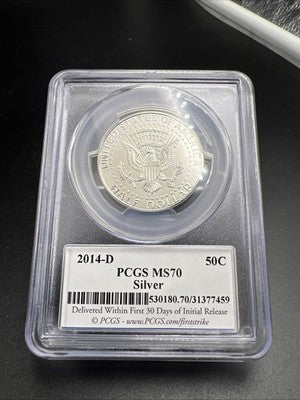 2014 D 50c Kennedy Silver Half Dollar Coin PCGS MS70 #495