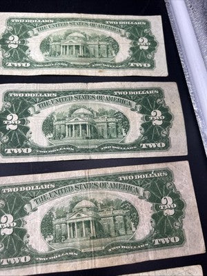Lot of 5 1928 $2 USN United States Note Red Seal Bills VG Very Good Circ #082