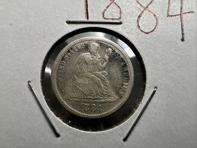 1884 10c Seated Liberty Silver Dime VF Details Polished Shiny Nice Look