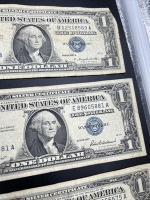 Lot of 10 VERY CIRC 1957 1935 $1 Dollar Silver Certificate Blue Seal Notes #96