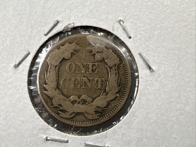 1857 1c Flying Eagle 1c FS-402 Clashed with Seated Half Variety AG About Good #a