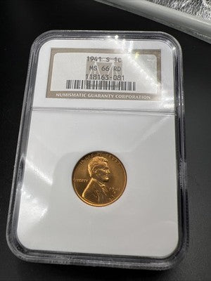1941 S 1c Lincoln Wheat Cent Penny Coin NGC MS66 RD #081