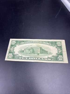 1950 B $10 FRN Federal Reserve Note Fine Details Taped Torn Edges