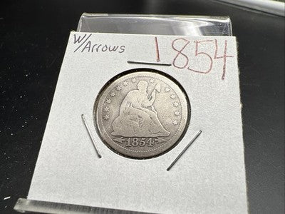 1854 Seated Liberty Silver Quarter Coin with Arrows Variety Choice VG Very Good