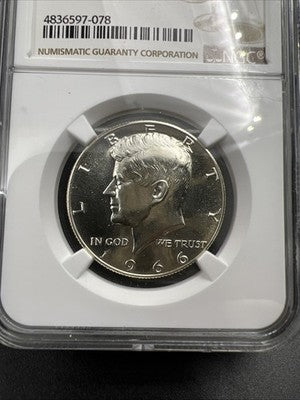 1966 50c Kennedy 40% Silver Half Dollar Coin NGC MS68 #078