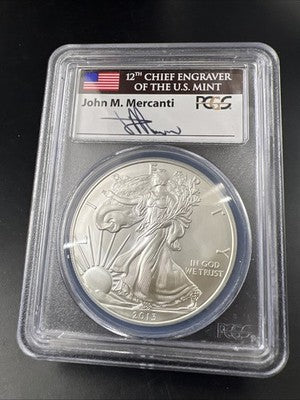 2013 1 Oz American Silver Eagle Coin PCGS MS69 Mercanti Signature Label #849