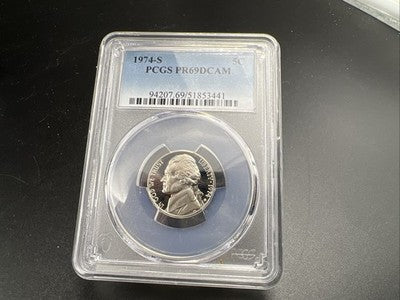 1974 S 5c Jefferson Nickel Proof Coin PCGS PR69 DCAM #441