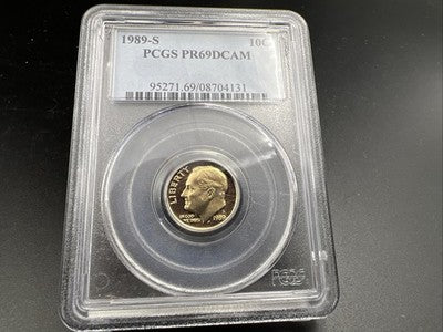 1989 S 10c Roosevelt Copper Nickel Dime Coin PCGS PR69 DCAM #131