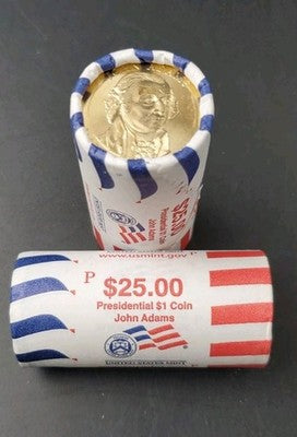 2007 P John Adams Presidential Dollar US Mint BU Roll 25 Coins Uncirculated