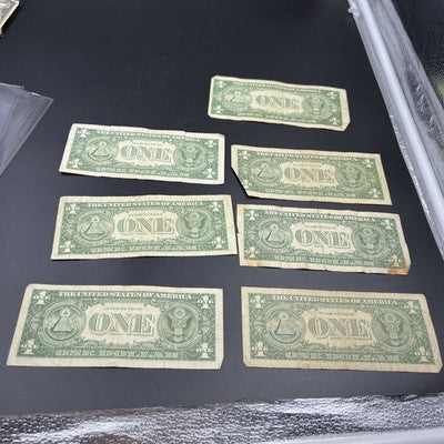Lot of 7 1935 1957 $1 One Dollar Blue Seal Silver Certificates Very Circulated 7