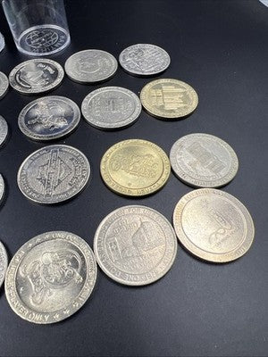 Lot of 20 $1 Casino Dollar Gaming Tokens Metal Circulated Conditions SKU#7529