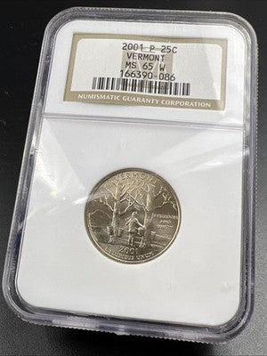 2001 P Vermont Statehood Quarter NGC MS65 W #086