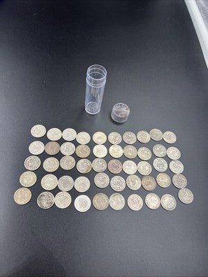 50 Coin Barber 90% Silver Dime Roll AG / G Circ Conditions SK#a