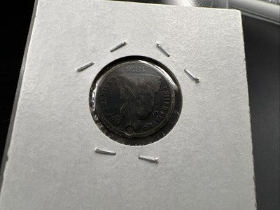 JMS Monogram Love Token on 1876 10c Liberty Seated Silver Dime Circ Holed