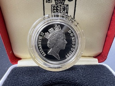 1988 United Kingdom England Proof Sterling Silver One Pound Shield Coin