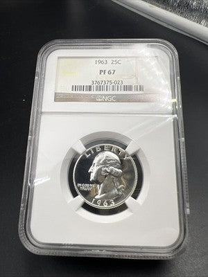 1963 25c Washington Silver Quarter Proof Coin NGC PF67 #023