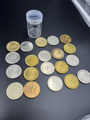 Lot of 20 $1 Casino Dollar Gaming Tokens Metal Circulated Conditions SKU#7549