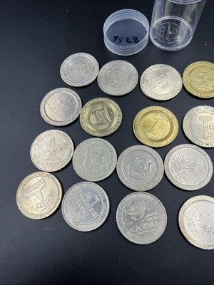 Lot of 20 $1 Casino Dollar Gaming Tokens Metal Circulated Conditions SKU#7528