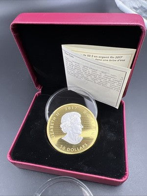 2017 Canada 3 Oz Silver Whispering Maple Leaves Coin w Box COA