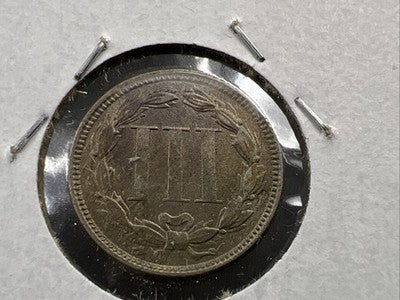 1865 3c Nickel Coin RPD Repunched Date FS-304 XF EF Extra Fine Circ