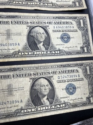 Lot of 10 VERY CIRC 1957 1935 $1 Dollar Silver Certificate Blue Seal Notes #87