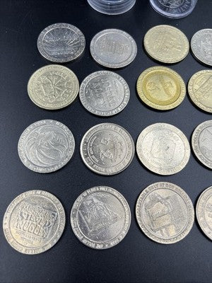 Lot of 20 $1 Casino Dollar Gaming Tokens Metal Circulated Conditions SKU#7536