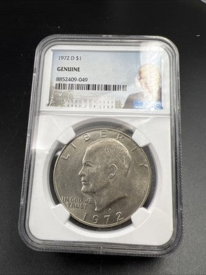 1972 D Eisenhower Dollar Coin NGC Genuine President Ike Holder #49