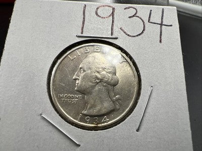 1934 P 25c Washington Silver Quarter XF EF Details Circ SKU#A