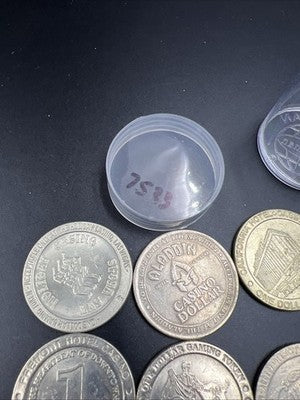 Lot of 20 $1 Casino Dollar Gaming Tokens Metal Circulated Conditions SKU#7533