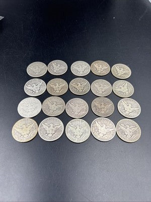 20 Coin Roll Barber 90% Silver Half Dollar Coins VG Very Good Conditions S#a