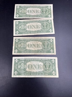 Lot of 4 1957 $1 One Dollar US Silver Certificates Neat Serial Numbers #3399