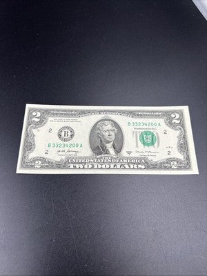 2017 A $2 Two Dollar Federal Reserve Note UNC Neat Serial #200