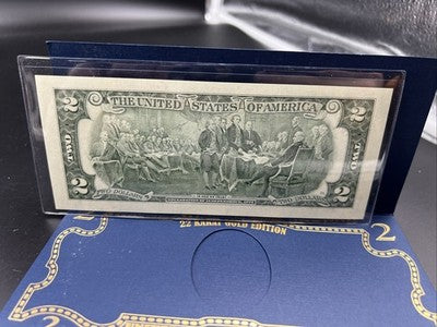 2003 $2 FRN Two Dollar Bill Federal Reserve Note Enhanced Golden CH UNC #041