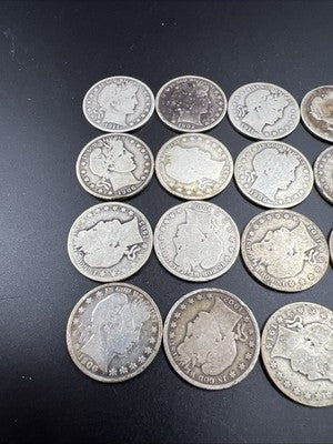 20 Coin Roll Barber 90% Silver Half Dollar Coins AG - G Very Circ Conditions S#b