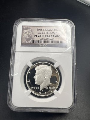 2015 S 50c Kennedy Silver Half Dollar Coin NGC PF70 UCAM #035 Early Releases