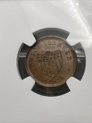 1864 Civil War Token F-54/342 a Union Forever NGC MS65 BN Gem UNC Certified