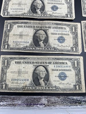 Lot of 10 1935 $1 One Dollar Silver Certificate Blue Seal Notes Very Circ #498