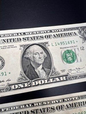 Lot of 6 2013 2017 Star * $1 FRN Federal Reserve Notes Circ #302