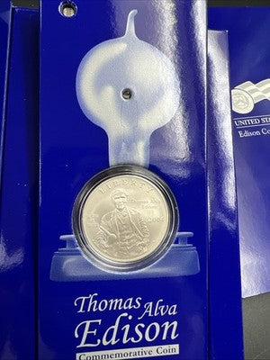 2004 P Thomas Edison Silver Dollar Light Box Coin US Mint Set Gem BU $1 Coin #B