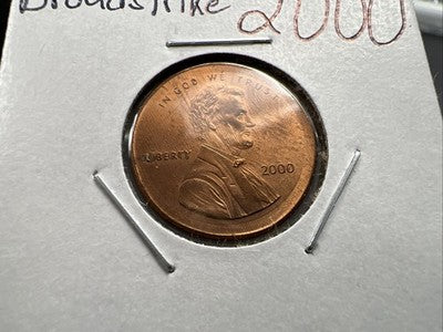 Large Centered Broadstrike 2000 P 1c Lincoln Memorial Cent Gem BU RB