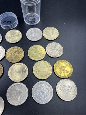 Lot of 20 $1 Casino Dollar Gaming Tokens Metal Circulated Conditions SKU#7542