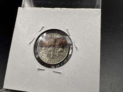 1960 P 10c Roosevelt Silver Dime Coin Neat Blue Toning Toner XF EF Extra Fine