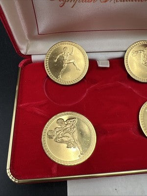 4 Coin Olympian Medallion Set In Red Display Box
