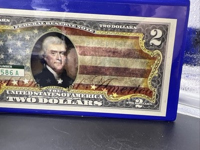 American Flag Colorized Enhanced 2017 A 2 Two Dollar Federal Reserve Note Unc #6