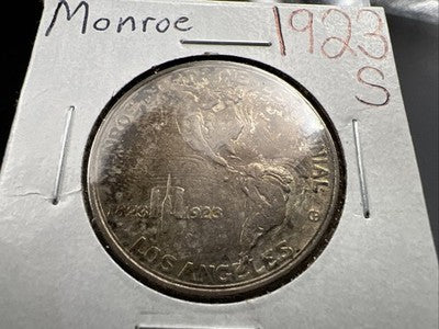 1923 S Monroe Doctrine Centennial Silver Commem Half Dollar Coin AU About Toned