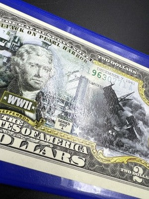 Pearl Harbor Colorized Enhanced 2017 A 2 Two Dollar Federal Reserve Note Unc #7