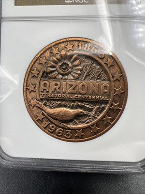 1963 Arizona Centennial Bronze Medal NGC MS66 RB