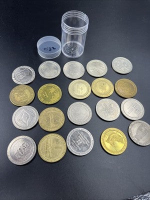 Lot of 20 $1 Casino Dollar Gaming Tokens Metal Circulated Conditions SKU#7532