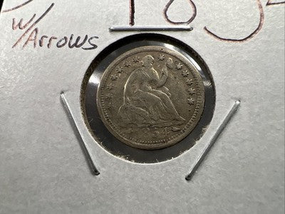 1854 With Arrows 5c Seated Liberty Silver Half Dime VF Very Fine Circ
