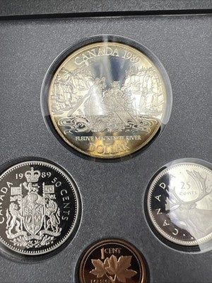 1989 Canada Double Dollar Proof Set Gem Uncirculated Coins Box & COA #A